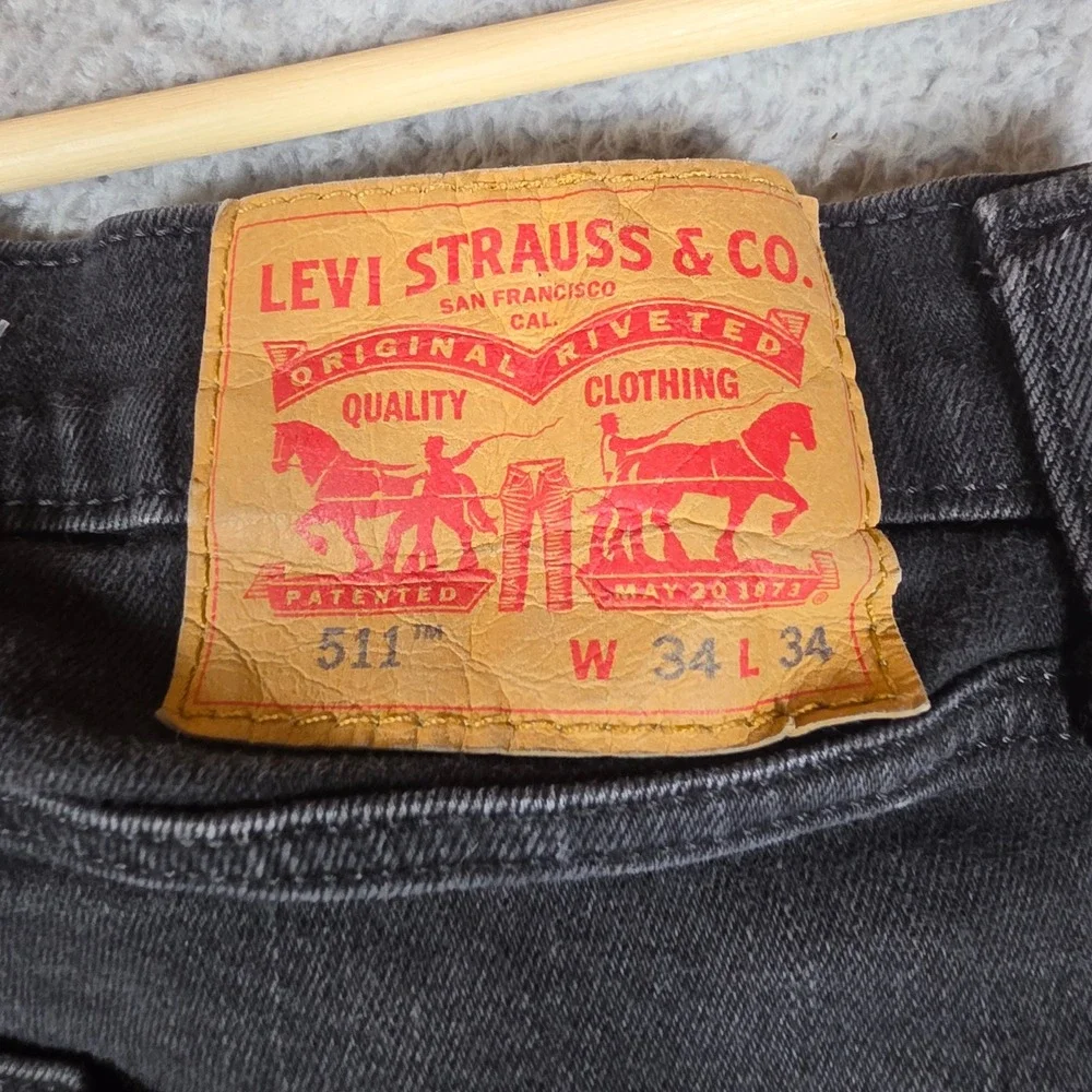 Levis 511 Jeans Mens 34x34 Slim Fit Black Business Office Casual Stretch Denim